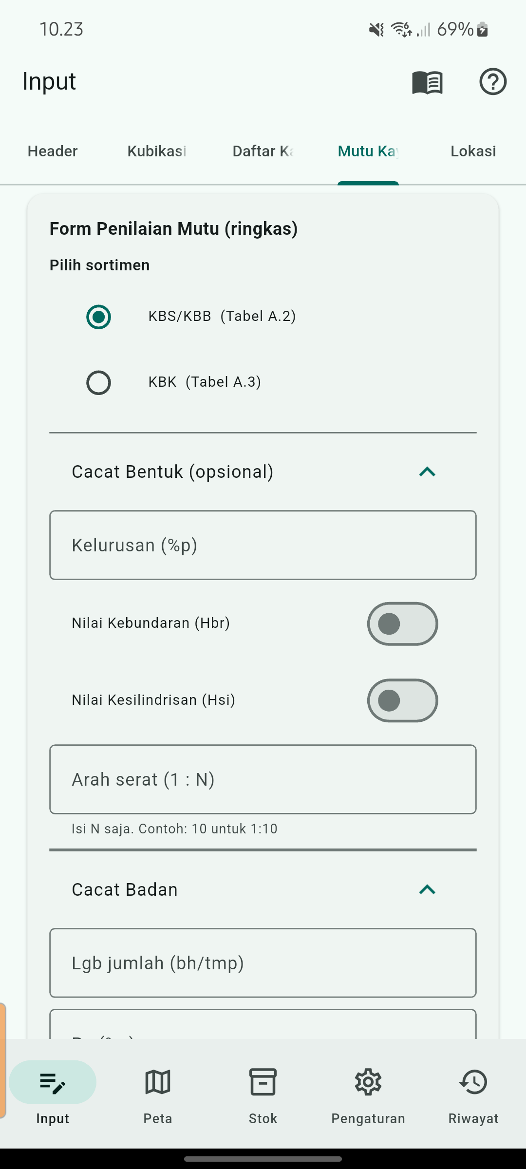 RimbaLog mutu quick form