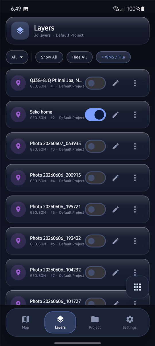 SField layers panel