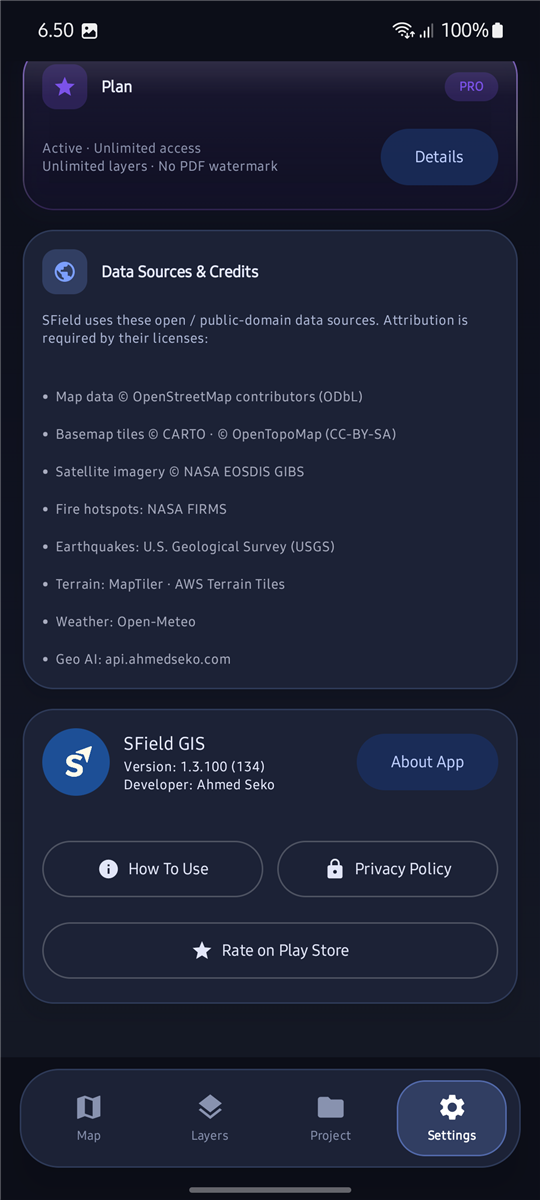 SField settings